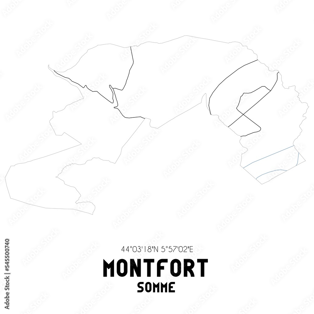 MONTFORT Somme. Minimalistic street map with black and white lines. MONTFORT Somme. Minimalistic street map with black and white lines.