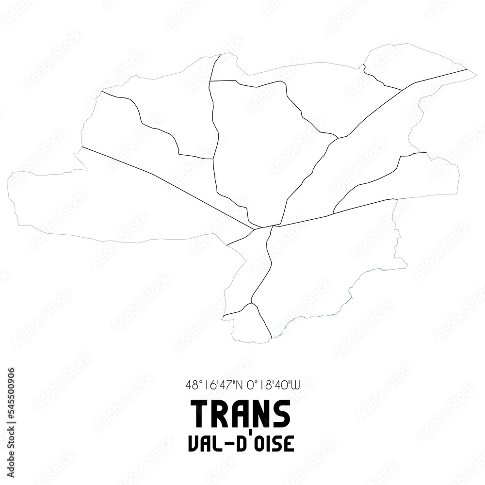 TRANS Val-d'Oise. Minimalistic street map with black and white lines.