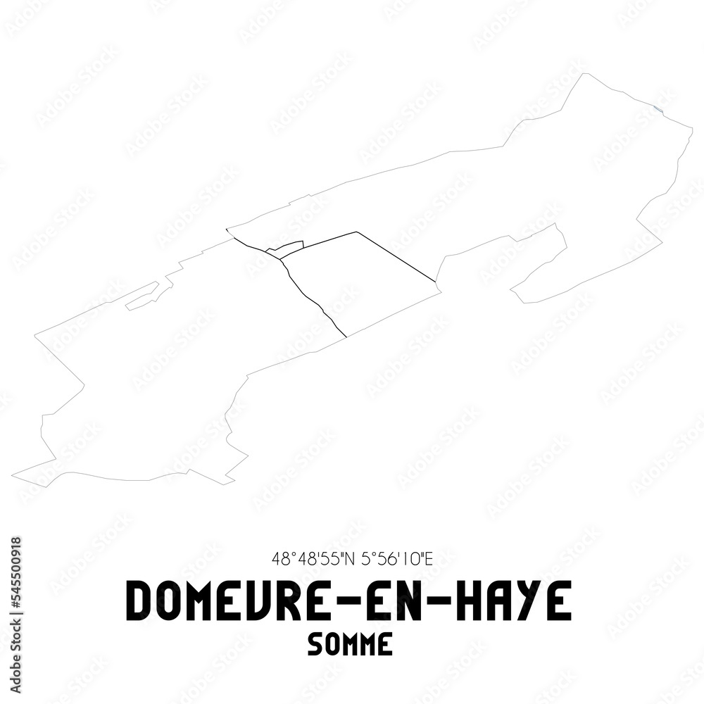 DOMEVRE-EN-HAYE Somme. Minimalistic street map with black and white lines.