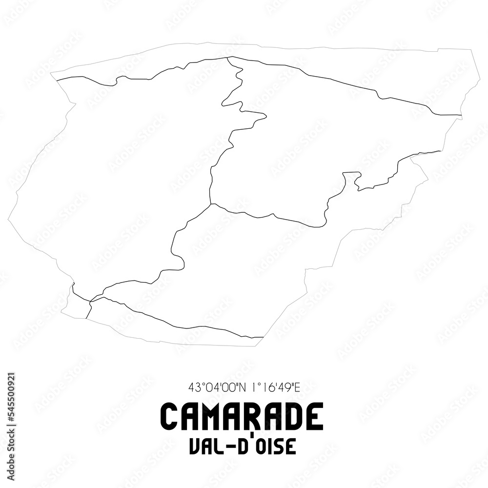 CAMARADE Val-d'Oise. Minimalistic street map with black and white lines.