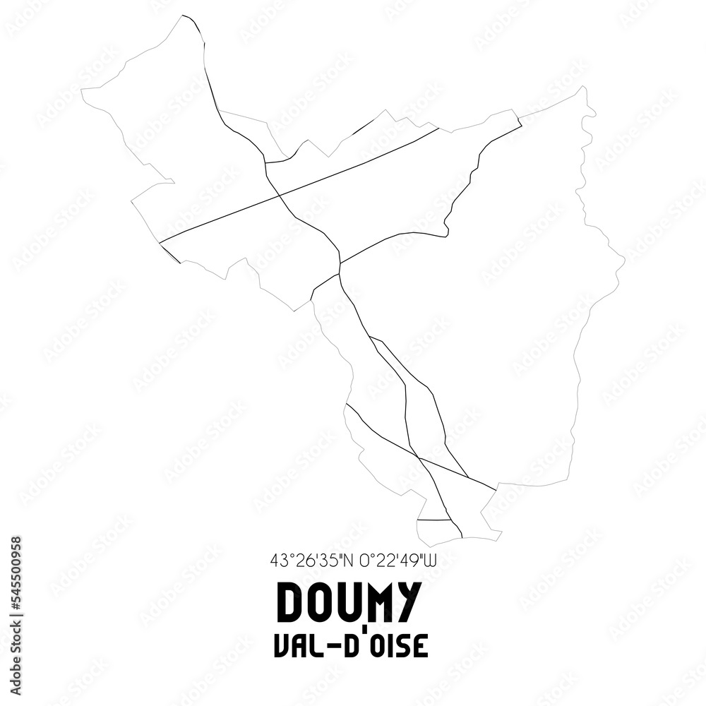 DOUMY Val-d'Oise. Minimalistic street map with black and white lines.