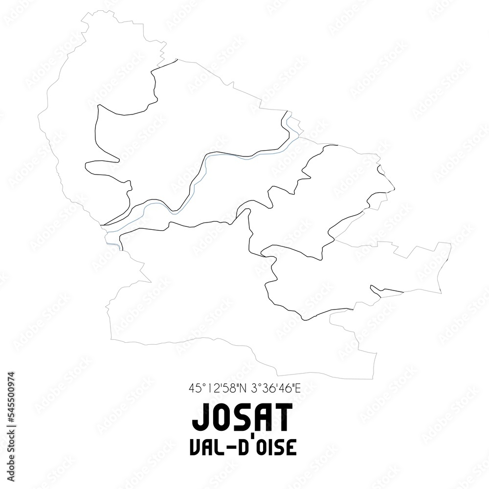 JOSAT Val-d'Oise. Minimalistic street map with black and white lines.