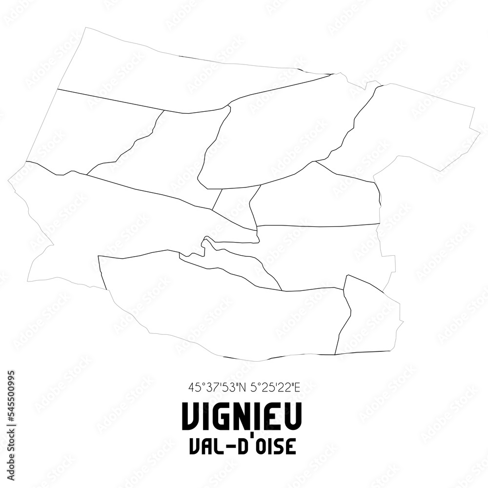 VIGNIEU Val-d'Oise. Minimalistic street map with black and white lines. VIGNIEU Val-d'Oise. Minimalistic street map with black and white lines.