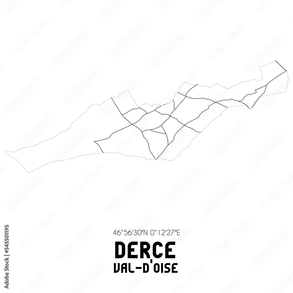 DERCE Val-d'Oise. Minimalistic street map with black and white lines. DERCE Val-d'Oise. Minimalistic street map with black and white lines.