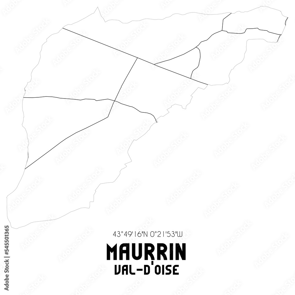 MAURRIN Val-d'Oise. Minimalistic street map with black and white lines.