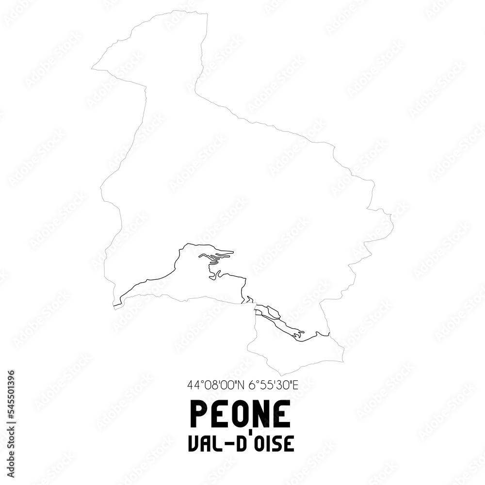 PEONE Val-d'Oise. Minimalistic street map with black and white lines.