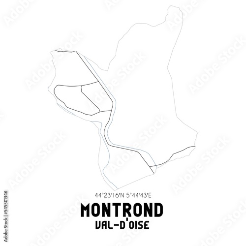 MONTROND Val-d'Oise. Minimalistic street map with black and white lines.