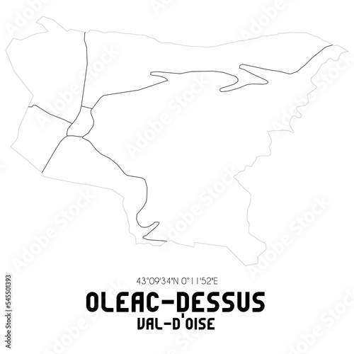 OLEAC-DESSUS Val-d Oise. Minimalistic street map with black and white lines.