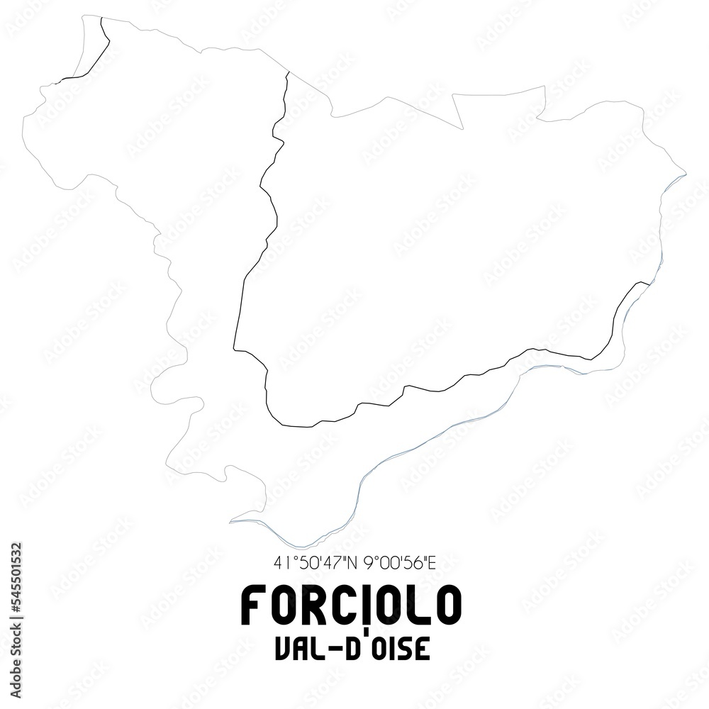 FORCIOLO Val-d'Oise. Minimalistic street map with black and white lines.