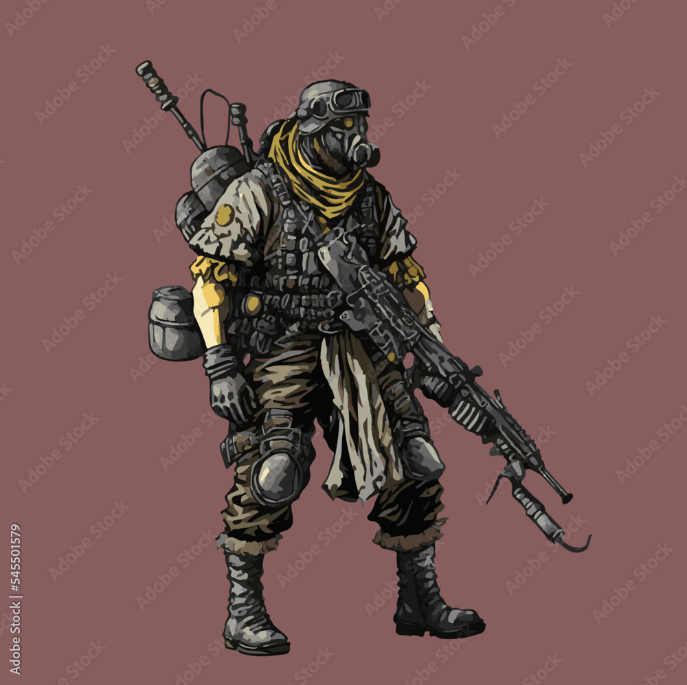 Vector Illustration of Ukrainian Army soldier Vector Illustration of Ukrainian Army soldier