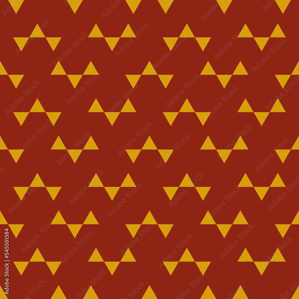 Seamless geometric pattern with golden elements on red background. Vector print for fabric background, textile Seamless geometric pattern with golden elements on red background. Vector print for fabric background, textile