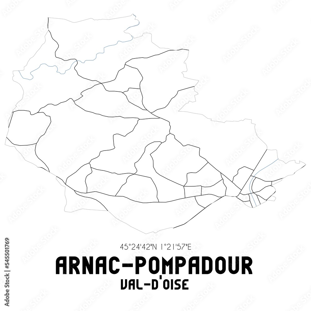 ARNAC-POMPADOUR Val-d'Oise. Minimalistic street map with black and white lines.