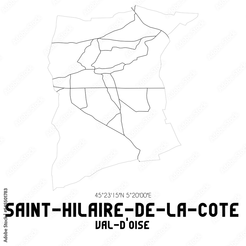 SAINT-HILAIRE-DE-LA-COTE Val-d'Oise. Minimalistic street map with black and white lines.