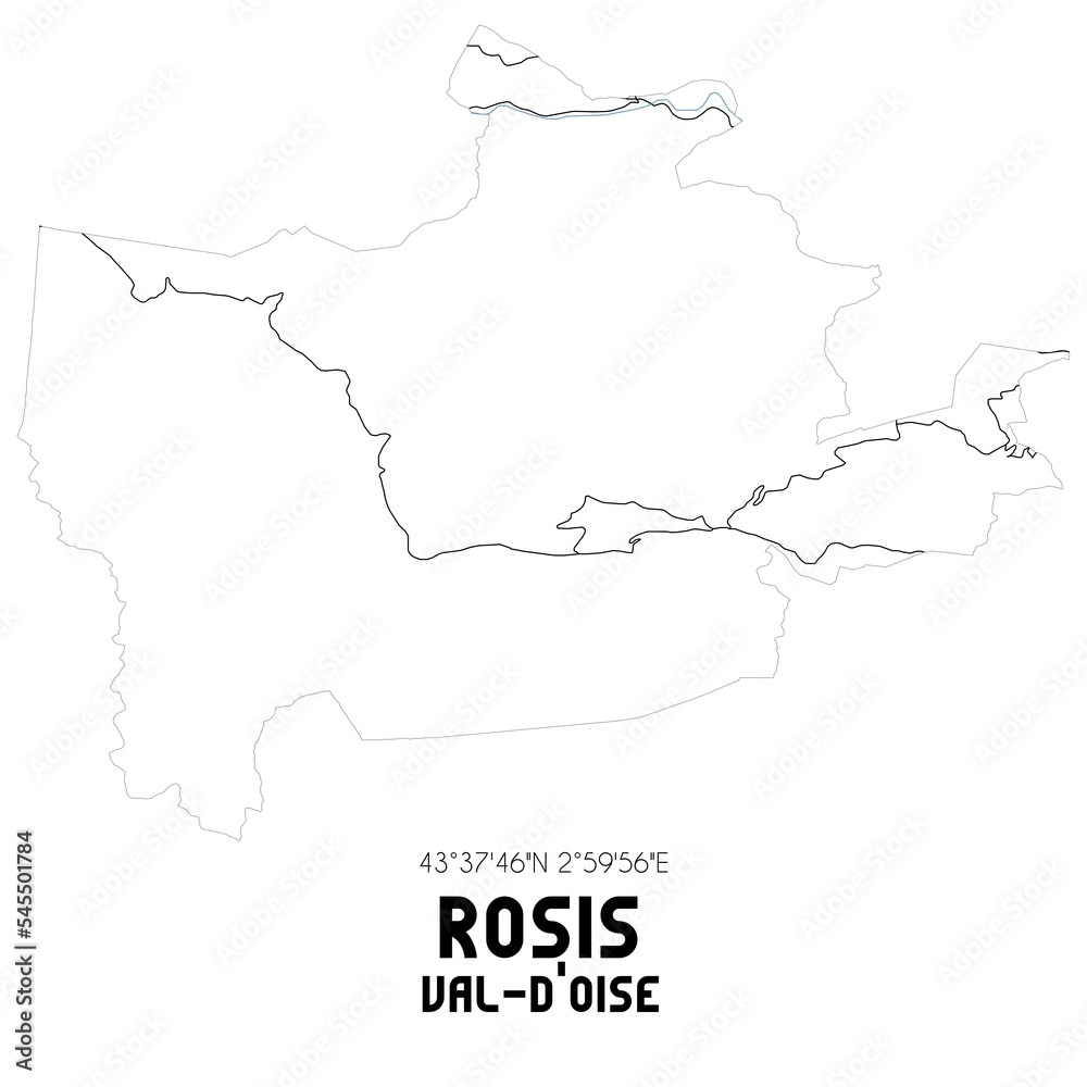 ROSIS Val-d'Oise. Minimalistic street map with black and white lines.