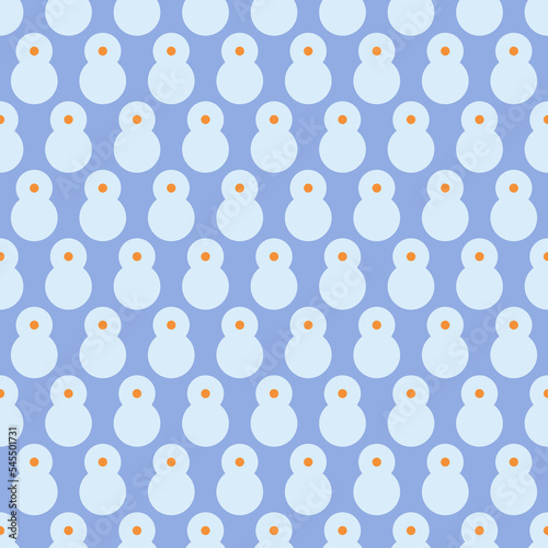 Seamless geometric pattern with snowman on blue background. Print for holiday, New Year, Mary Christmas. Vector print for fabric background, textile