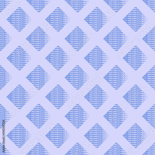Seamless geometric pattern with blue squares on light background. Vector print for fabric background, textile