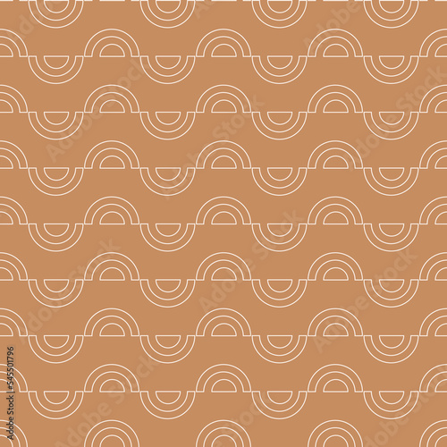 Seamless geometric pattern with white wave on pink background. Vector print for fabric background, textile