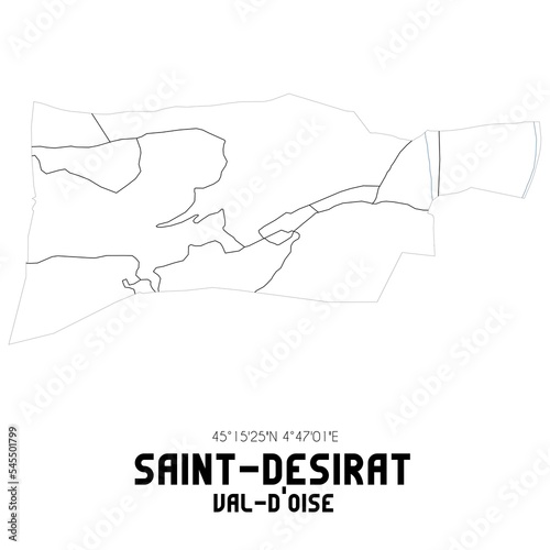 SAINT-DESIRAT Val-d'Oise. Minimalistic street map with black and white lines.