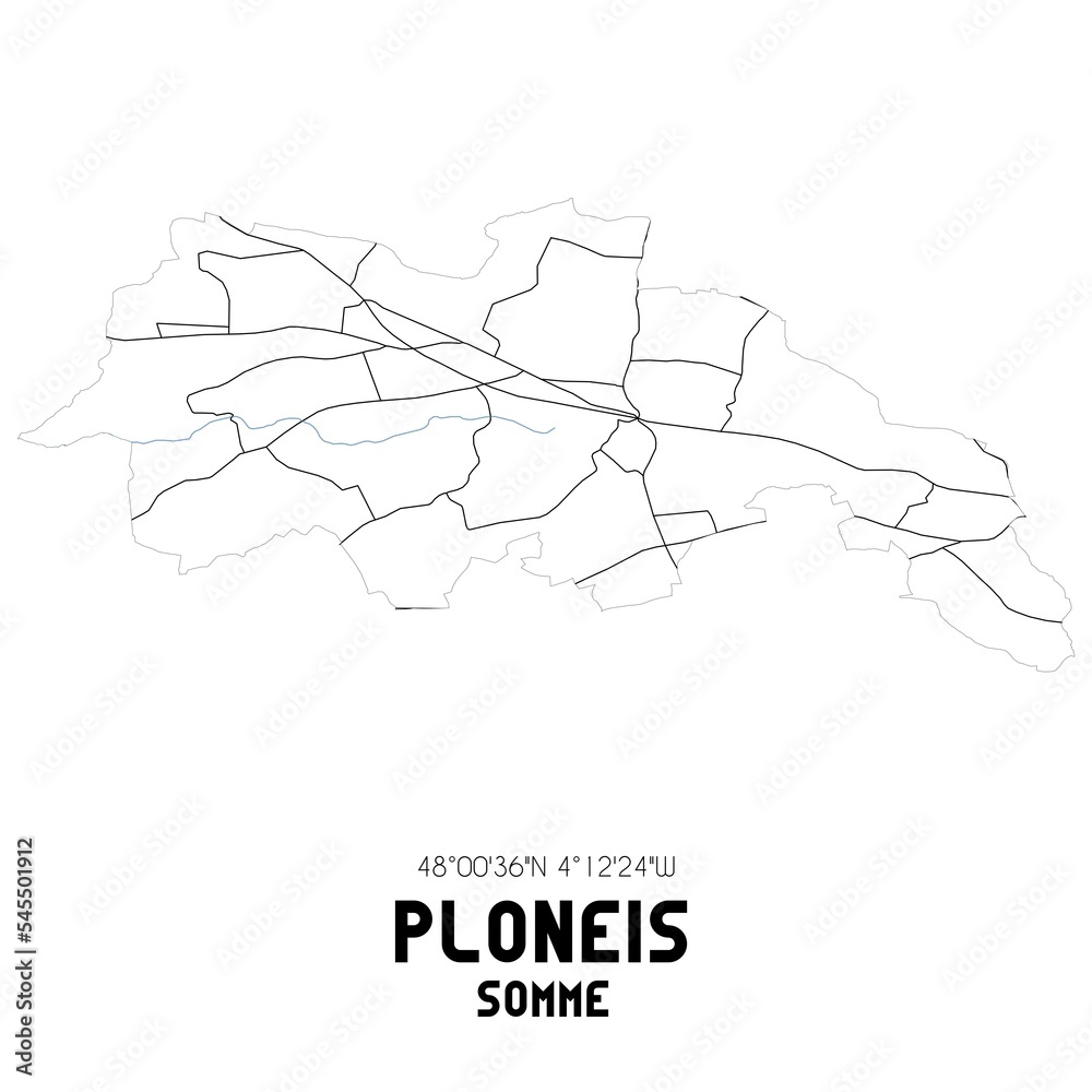 PLONEIS Somme. Minimalistic street map with black and white lines.