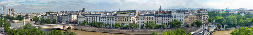 Panoramic view of Notre Dame de Paris Cathedral, River Seine, Tournelle Bridge