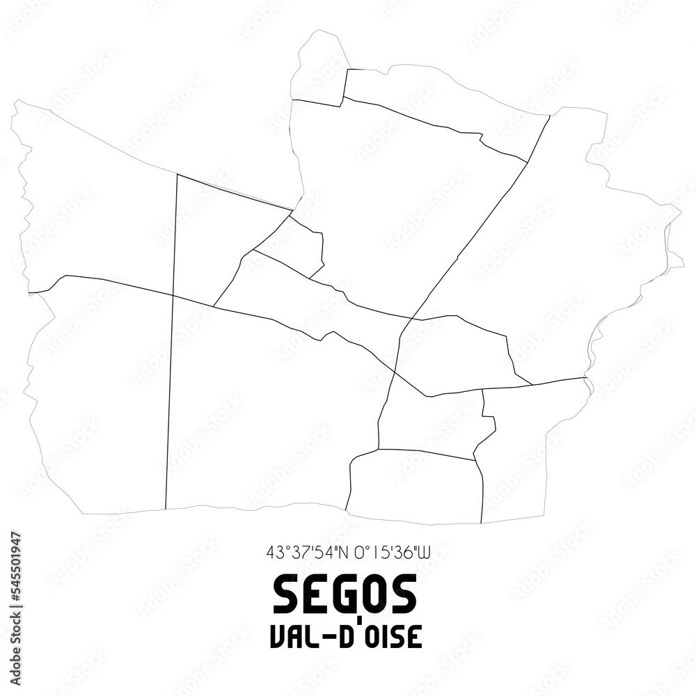 SEGOS Val-d'Oise. Minimalistic street map with black and white lines.