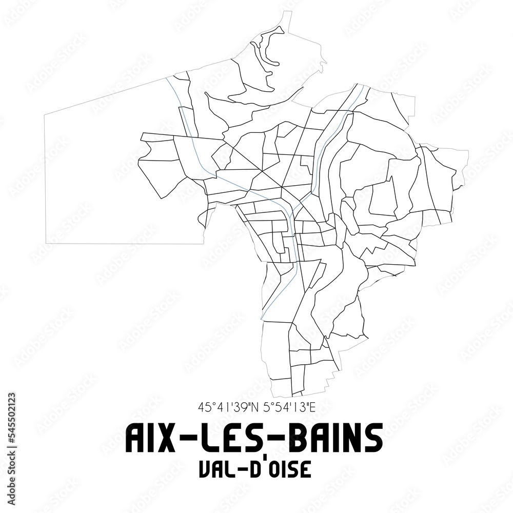 AIX-LES-BAINS Val-d'Oise. Minimalistic street map with black and white lines.