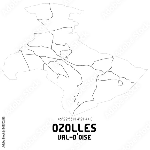 OZOLLES Val-d'Oise. Minimalistic street map with black and white lines.