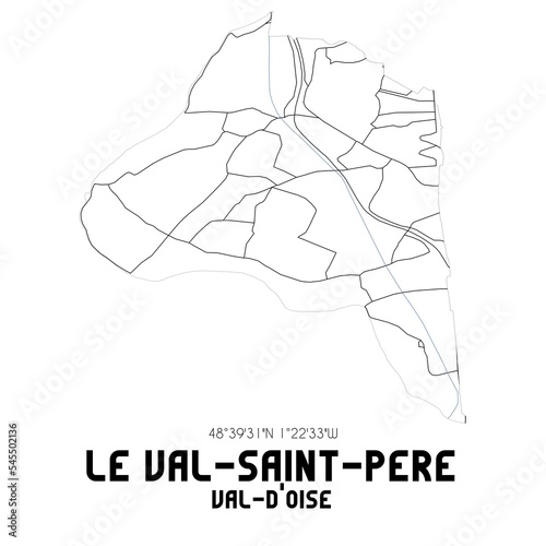 LE VAL-SAINT-PERE Val-d'Oise. Minimalistic street map with black and white lines.