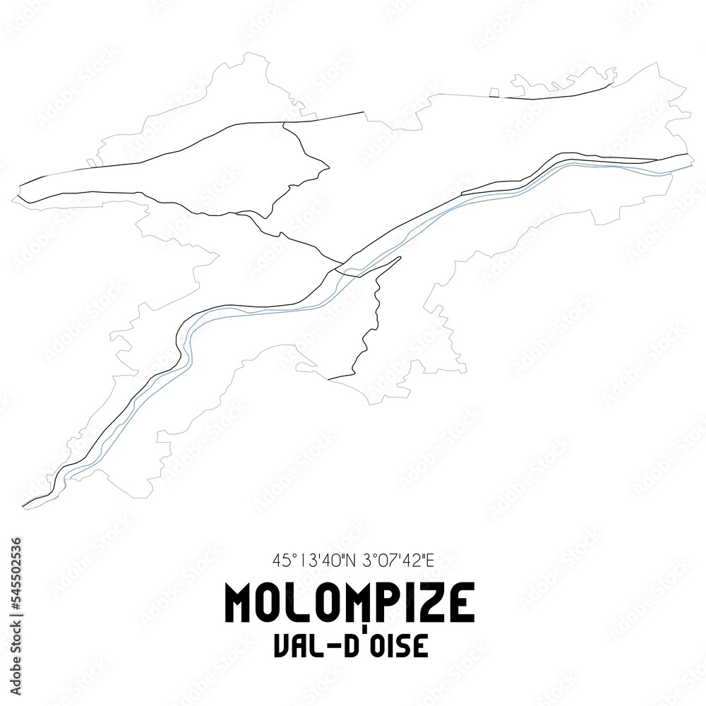 MOLOMPIZE Val-d'Oise. Minimalistic street map with black and white lines.