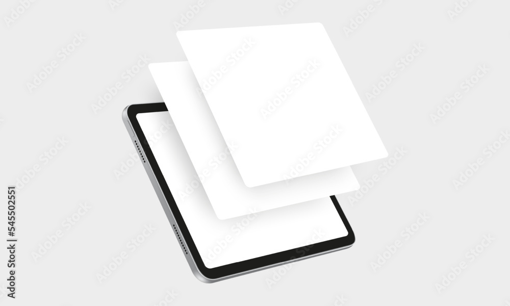 Tablet Mockup With Blank Web App Screens, Perspective Side View. Vector Illustration Tablet Mockup With Blank Web App Screens, Perspective Side View. Vector Illustration