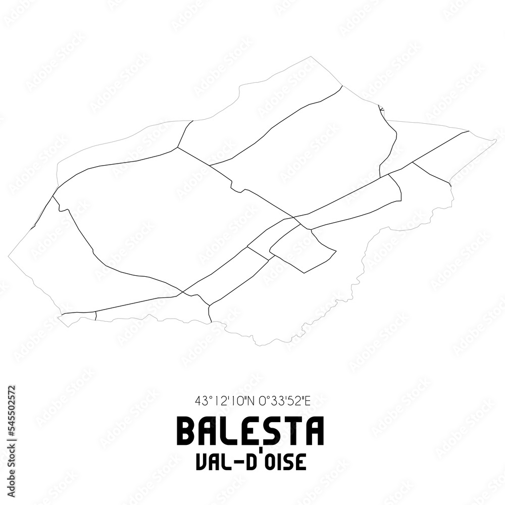 BALESTA Val-d'Oise. Minimalistic street map with black and white lines. BALESTA Val-d'Oise. Minimalistic street map with black and white lines.
