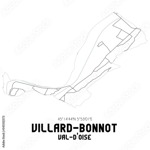 VILLARD-BONNOT Val-d'Oise. Minimalistic street map with black and white lines.