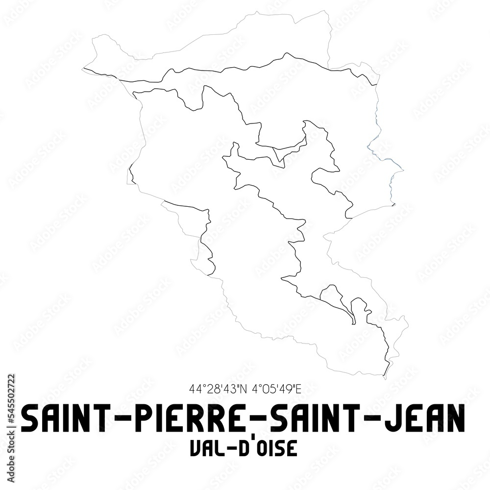 SAINT-PIERRE-SAINT-JEAN Val-d'Oise. Minimalistic street map with black and white lines.