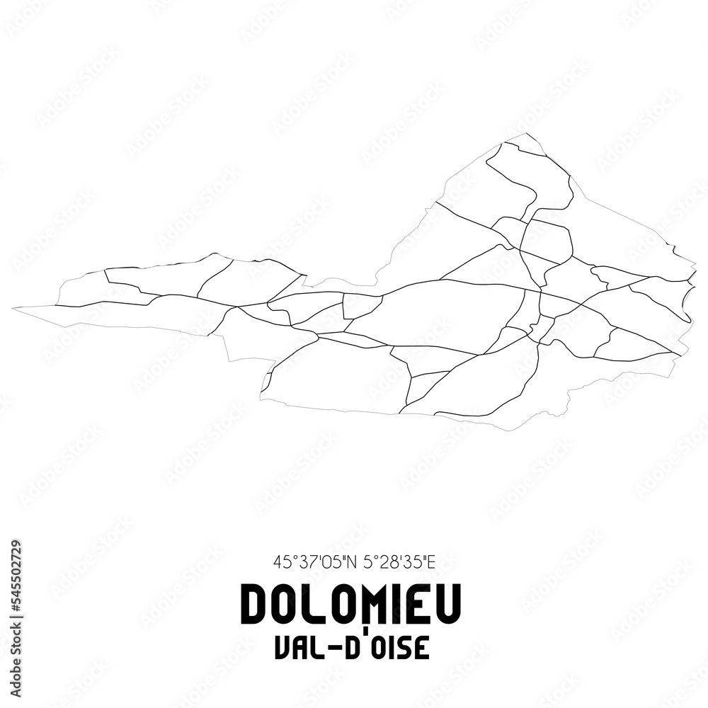 DOLOMIEU Val-d'Oise. Minimalistic street map with black and white lines.