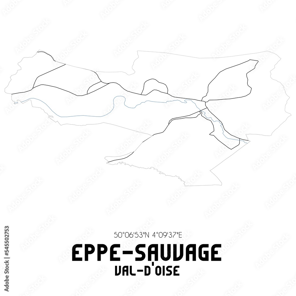 EPPE-SAUVAGE Val-d'Oise. Minimalistic street map with black and white lines. EPPE-SAUVAGE Val-d'Oise. Minimalistic street map with black and white lines.