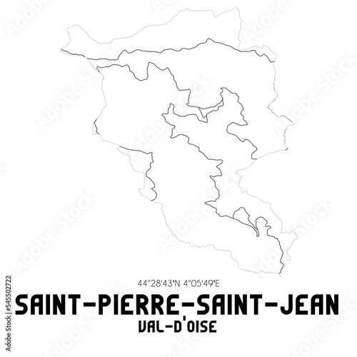 SAINT-PIERRE-SAINT-JEAN Val-d'Oise. Minimalistic street map with black and white lines.