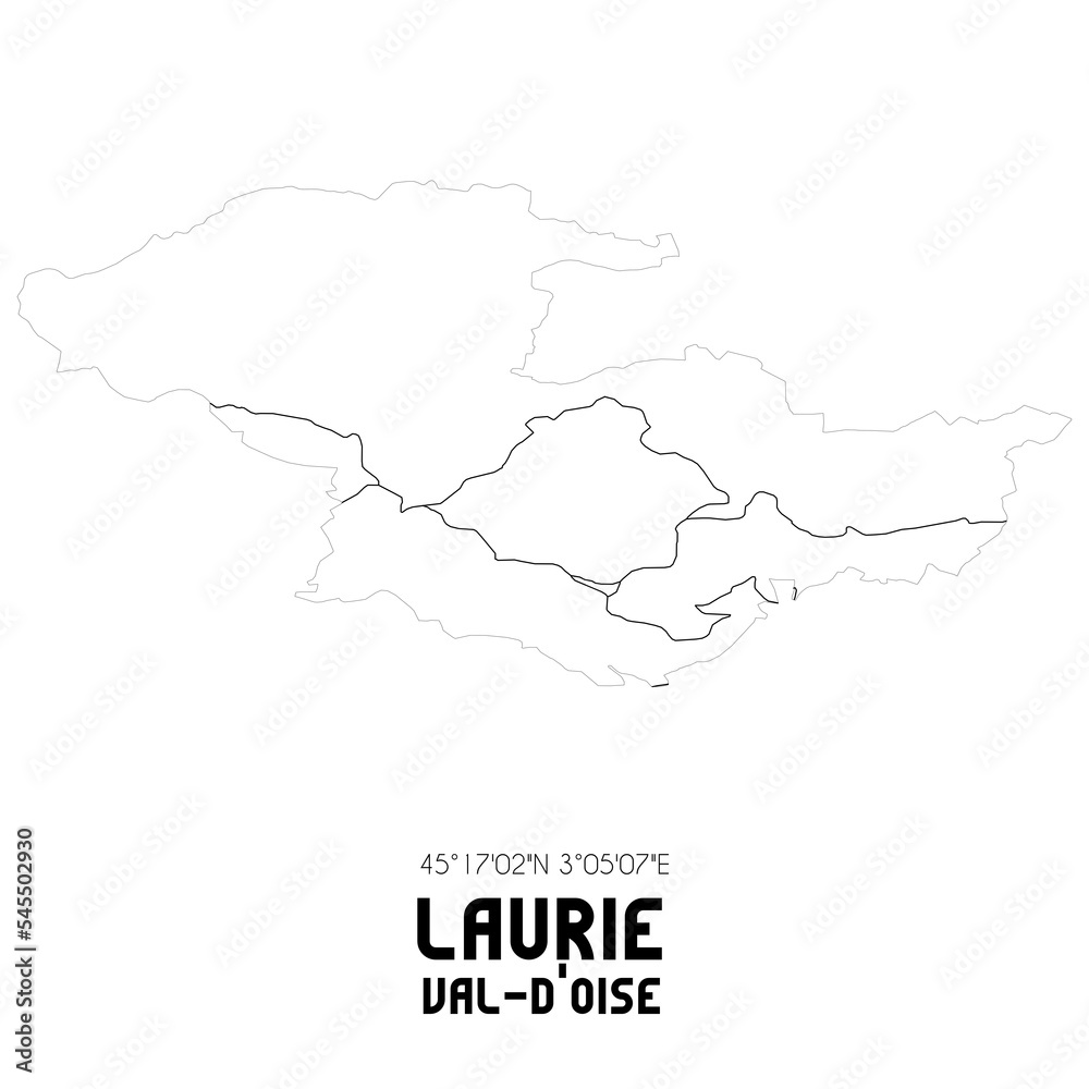 LAURIE Val-d'Oise. Minimalistic street map with black and white lines.