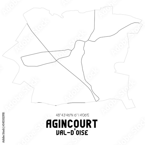 AGINCOURT Val-d'Oise. Minimalistic street map with black and white lines. photo