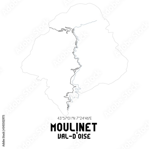 MOULINET Val-d Oise. Minimalistic street map with black and white lines.