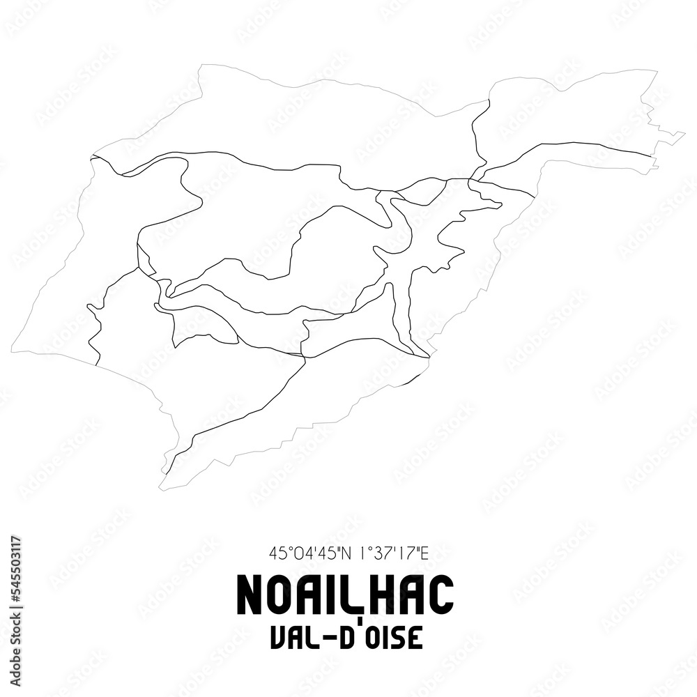 NOAILHAC Val-d'Oise. Minimalistic street map with black and white lines.