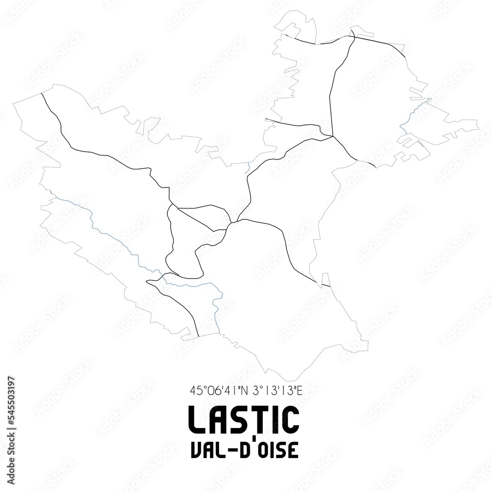 LASTIC Val-d'Oise. Minimalistic street map with black and white lines.