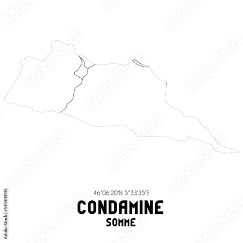 CONDAMINE Somme. Minimalistic street map with black and white lines.