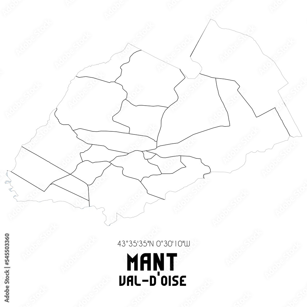 MANT Val-d'Oise. Minimalistic street map with black and white lines. MANT Val-d'Oise. Minimalistic street map with black and white lines.