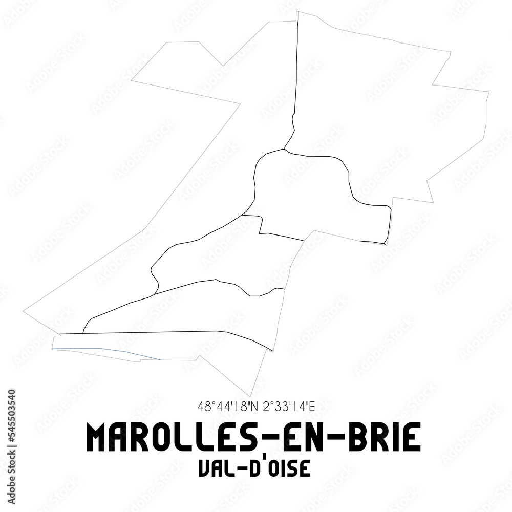 MAROLLES-EN-BRIE Val-d'Oise. Minimalistic street map with black and white lines. MAROLLES-EN-BRIE Val-d'Oise. Minimalistic street map with black and white lines.