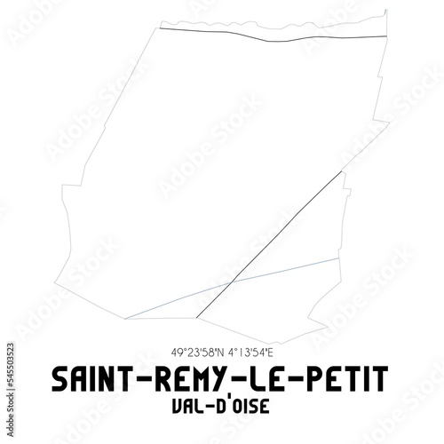 SAINT-REMY-LE-PETIT Val-d'Oise. Minimalistic street map with black and white lines.