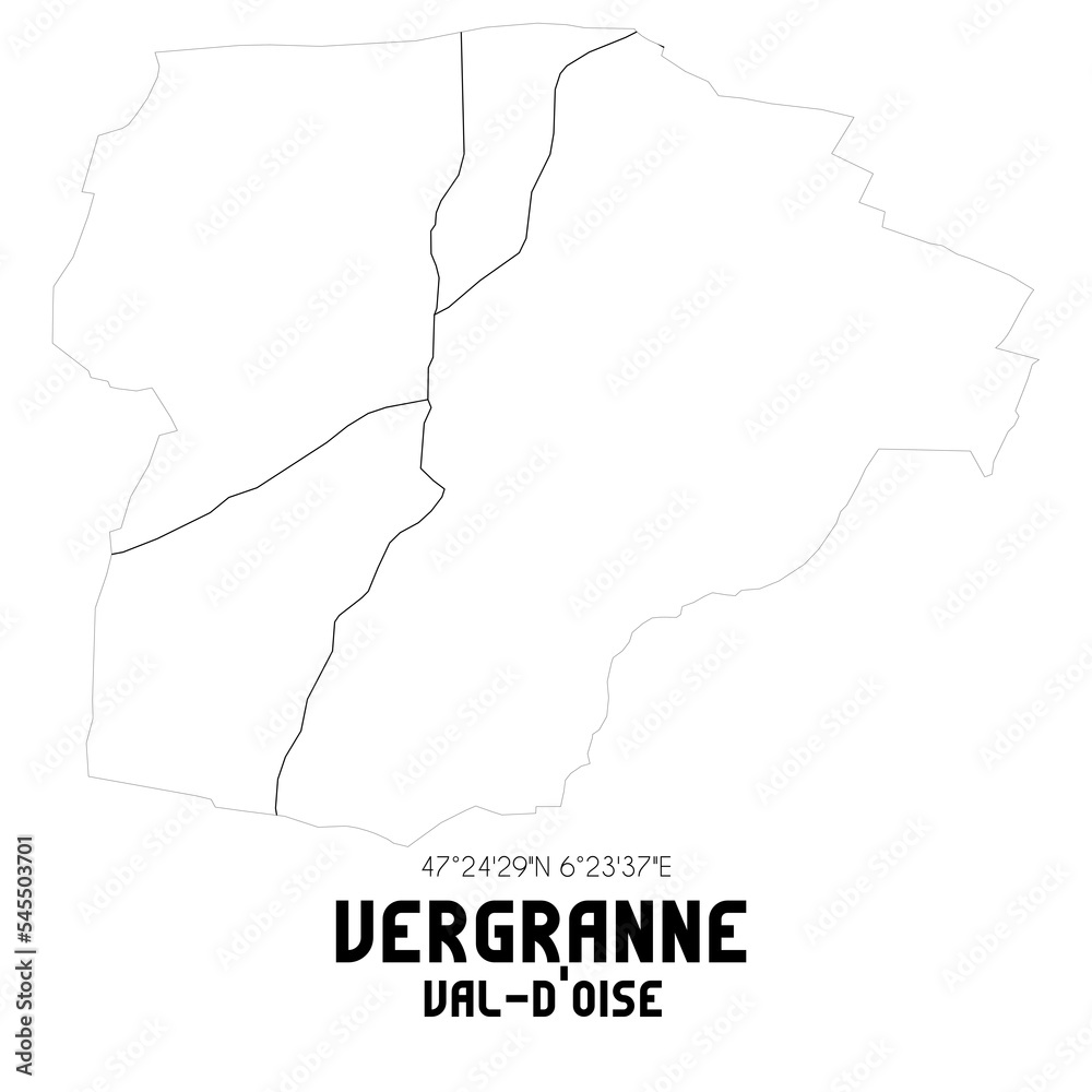 VERGRANNE Val-d'Oise. Minimalistic street map with black and white lines.