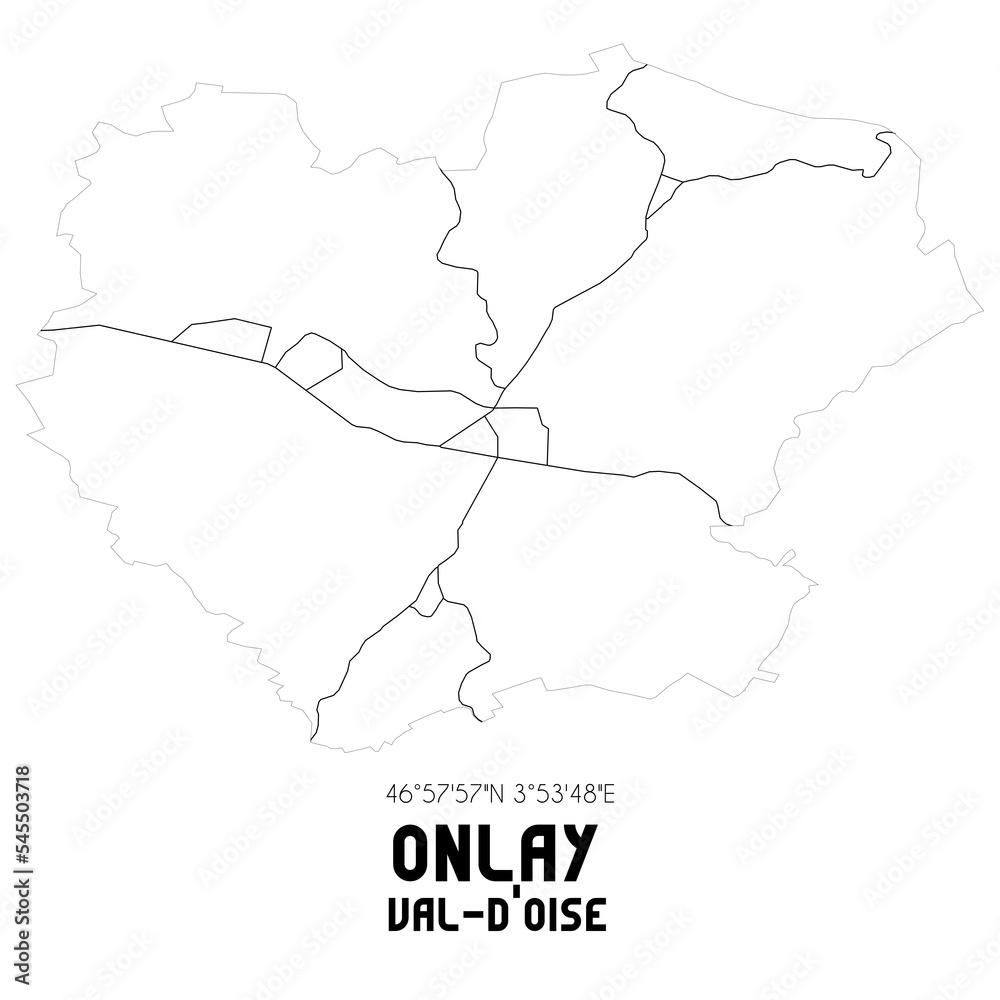 ONLAY Val-d'Oise. Minimalistic street map with black and white lines.