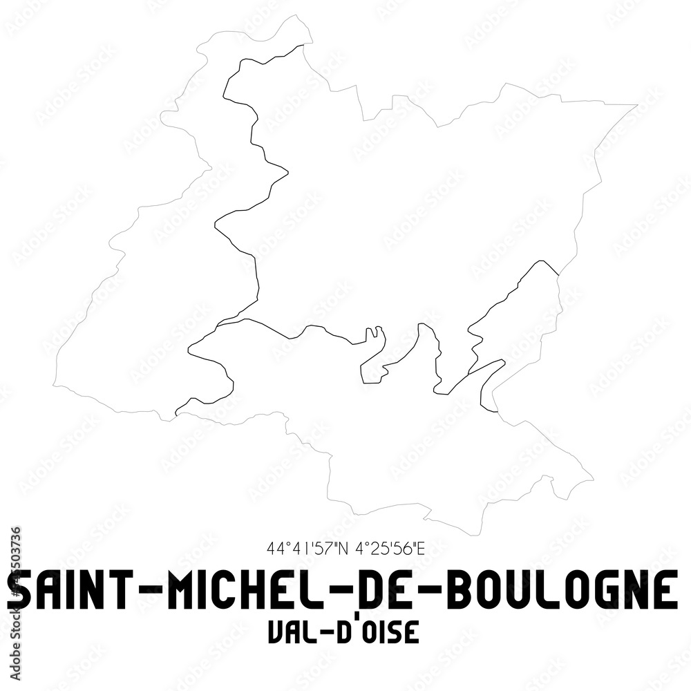 SAINT-MICHEL-DE-BOULOGNE Val-d'Oise. Minimalistic street map with black and white lines.