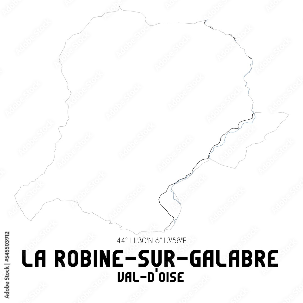 LA ROBINE-SUR-GALABRE Val-d'Oise. Minimalistic street map with black and white lines. LA ROBINE-SUR-GALABRE Val-d'Oise. Minimalistic street map with black and white lines.