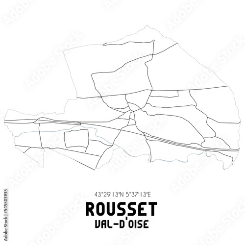 ROUSSET Val-d'Oise. Minimalistic street map with black and white lines.